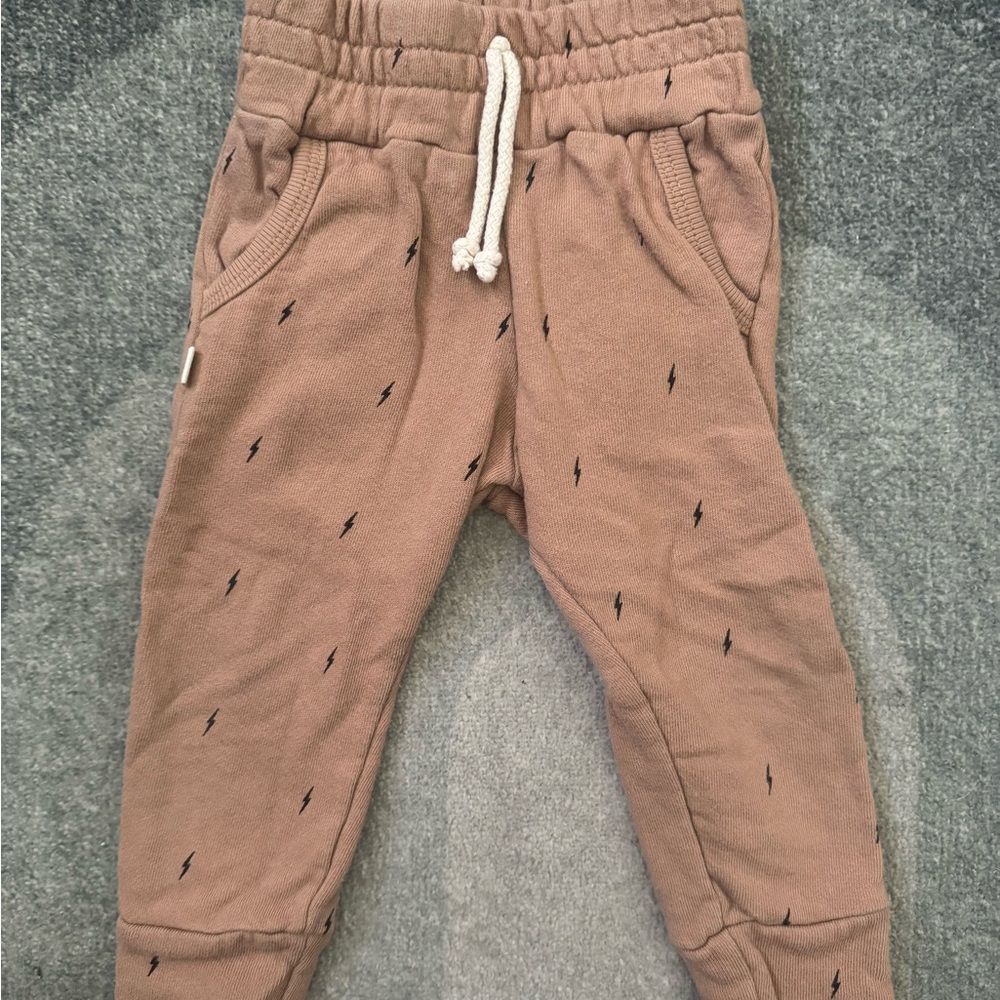 Kids Brown Jogger Sweatpants with Lightning Print